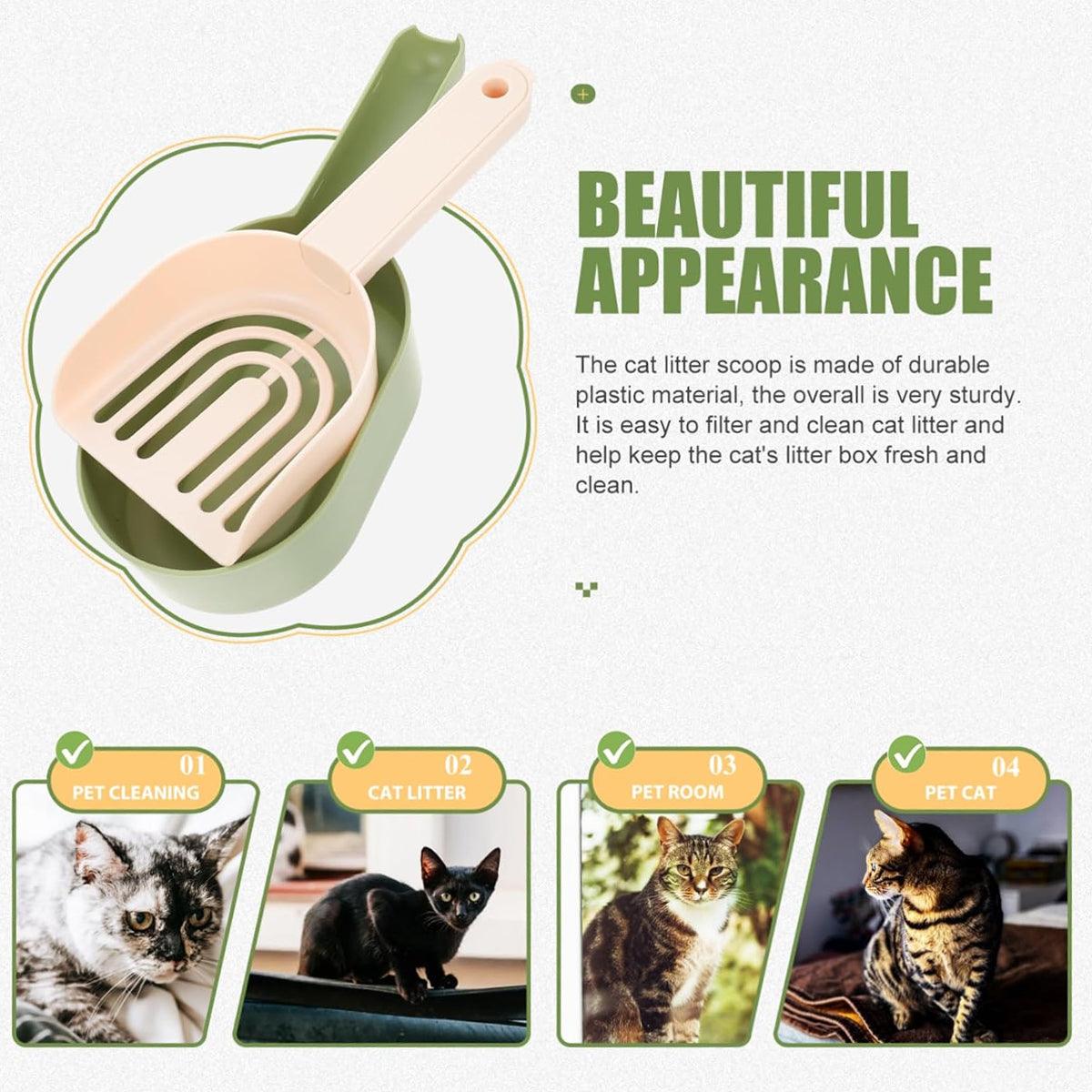 Detachable Cat Litter Scoop With Base Container For Easy Cleaning