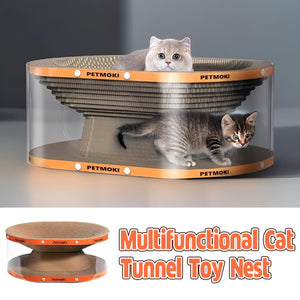2-In-1 Cat Tunnel Bed With Scratcher Board