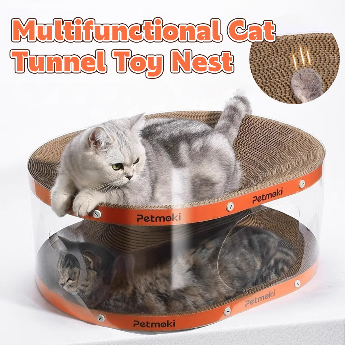 2-In-1 Cat Tunnel Bed With Scratcher Board