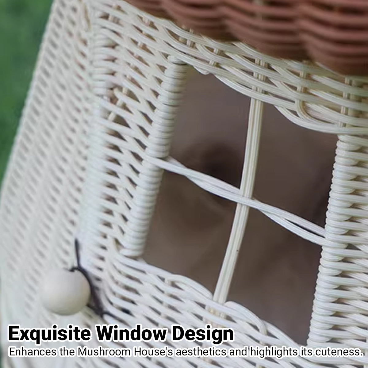 Rattan Mushroom Cat House Bed