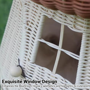 Rattan Mushroom Cat House Bed