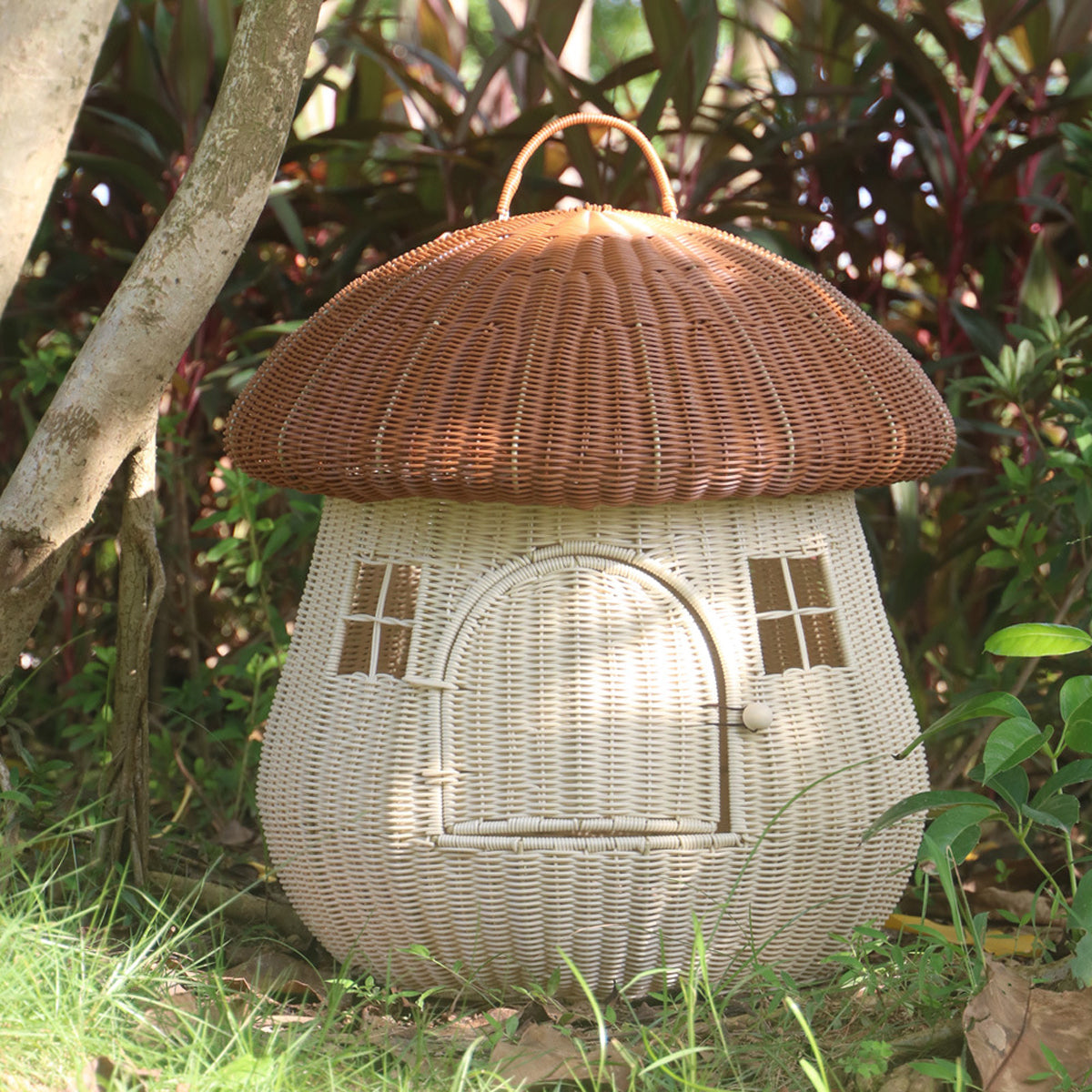 Rattan Mushroom Cat House Bed