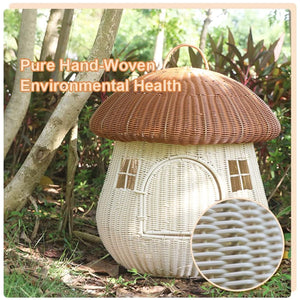 Rattan Mushroom Cat House Bed