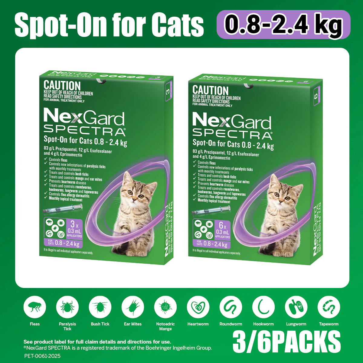 NEXGARD SPECTRA Spot On For Small Cats And Kittens Purple 3'S/6'S