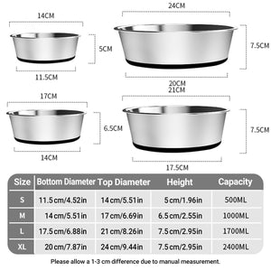 Stainless Steel Pet Dish with Non Slip Dog Bowl Base for Clean Feeding