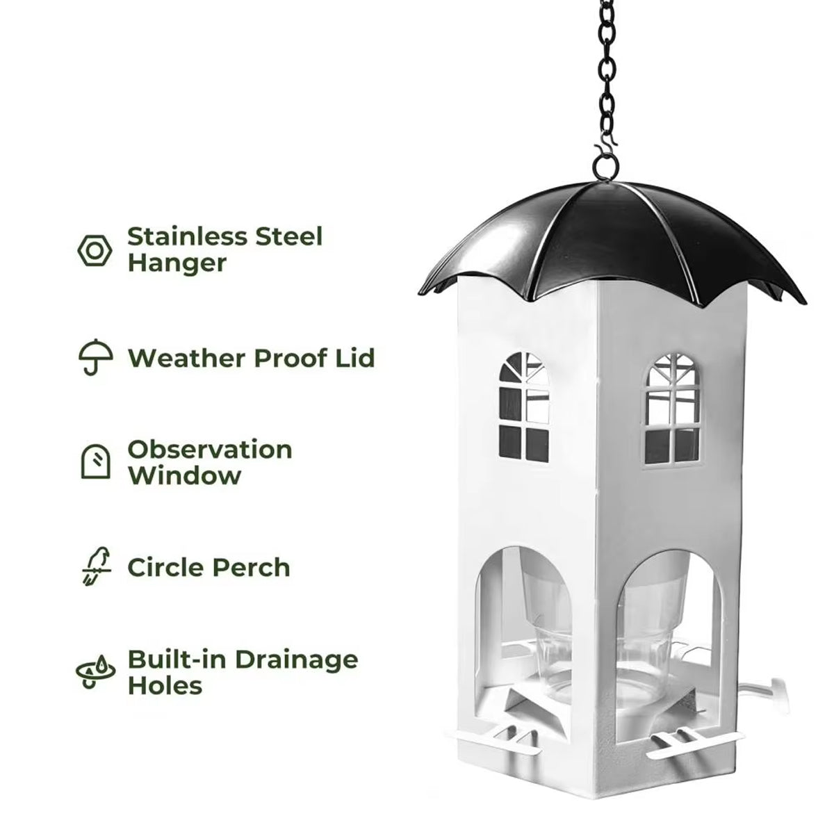 Outdoor Hanging Bird Feeder with Umbrella Lid