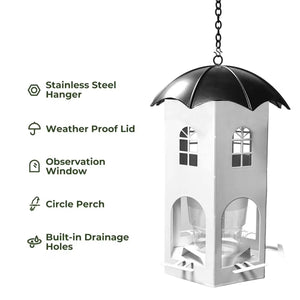 Outdoor Hanging Bird Feeder with Umbrella Lid