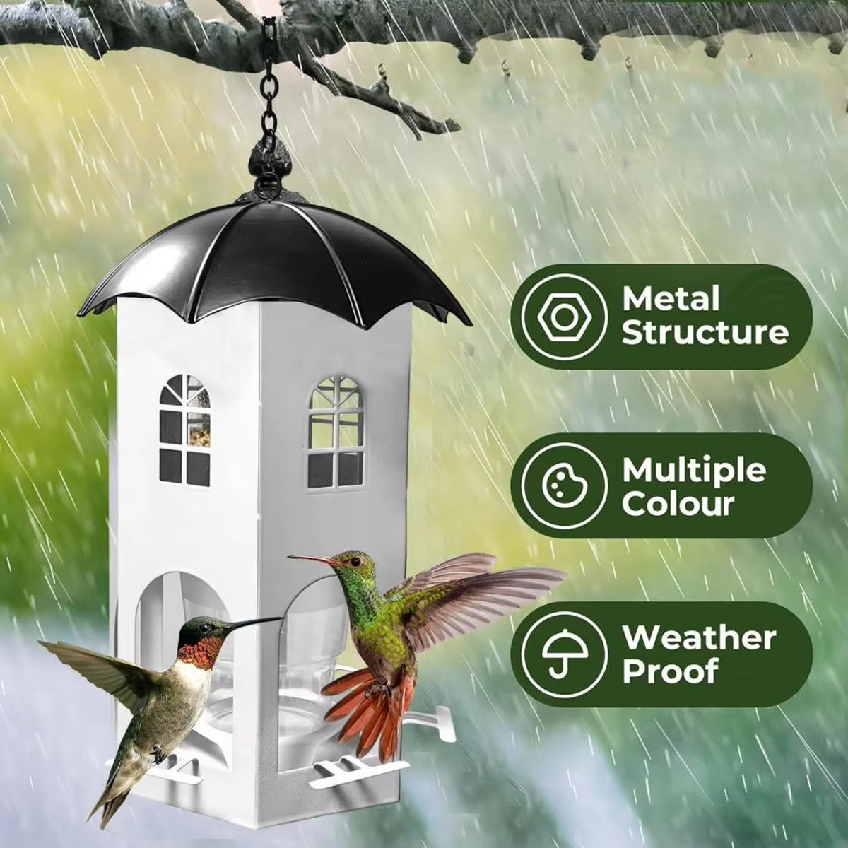 Outdoor Hanging Bird Feeder with Umbrella Lid