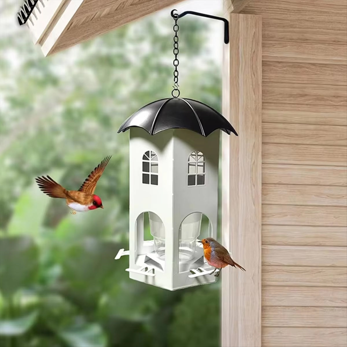 Outdoor Hanging Bird Feeder with Umbrella Lid