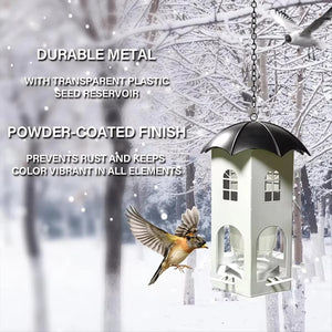 Outdoor Hanging Bird Feeder with Umbrella Lid