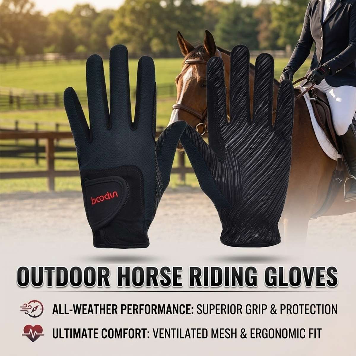 Equestrian Riding Gloves - Bolton Wear-Resistant Non-Slip (L-XL)