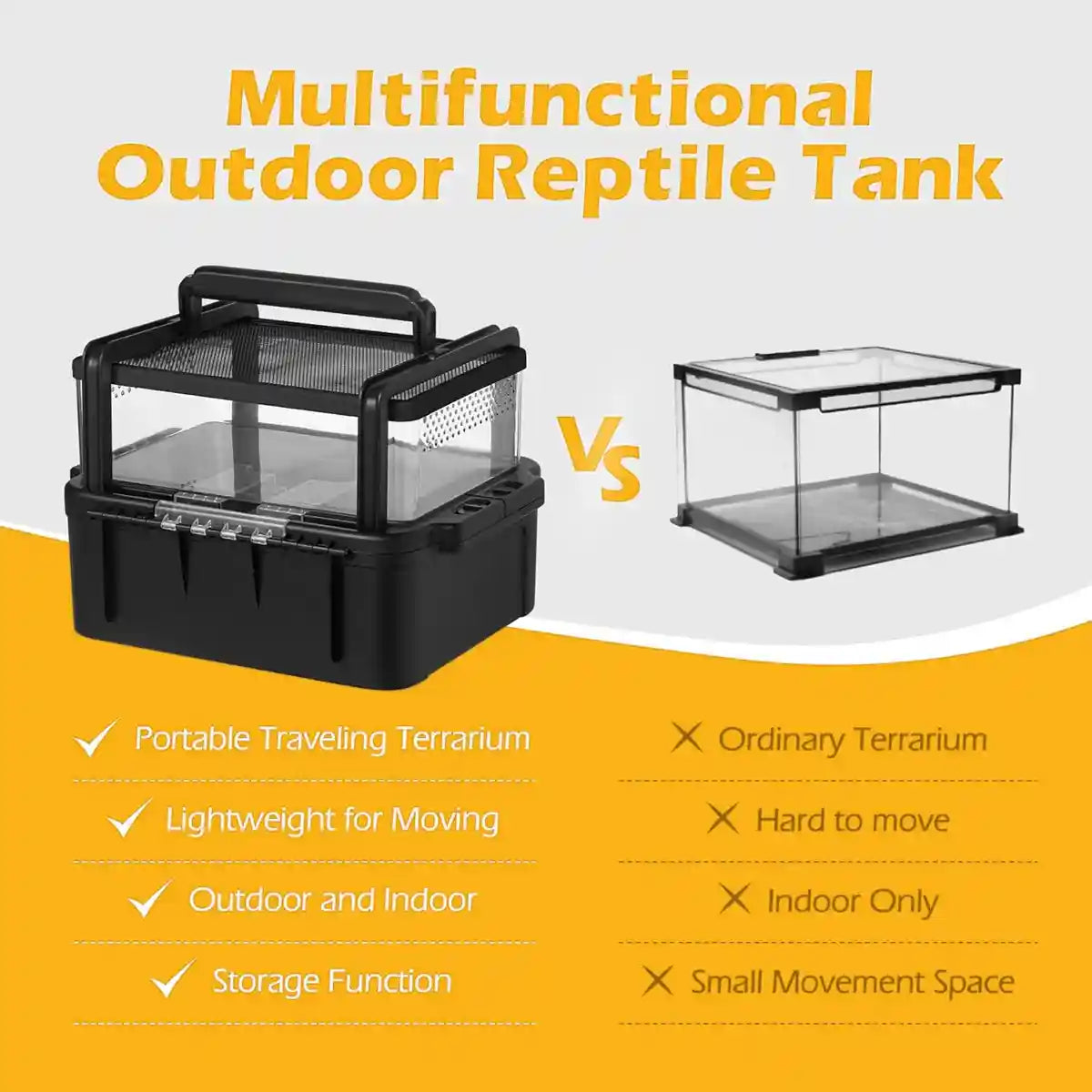 Portable Outdoor Reptile Tank Terrarium with Handle and Storage Base