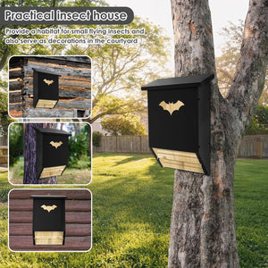 Outdoor Wooden Bat House Weatherproof Cedar Bat Shelter