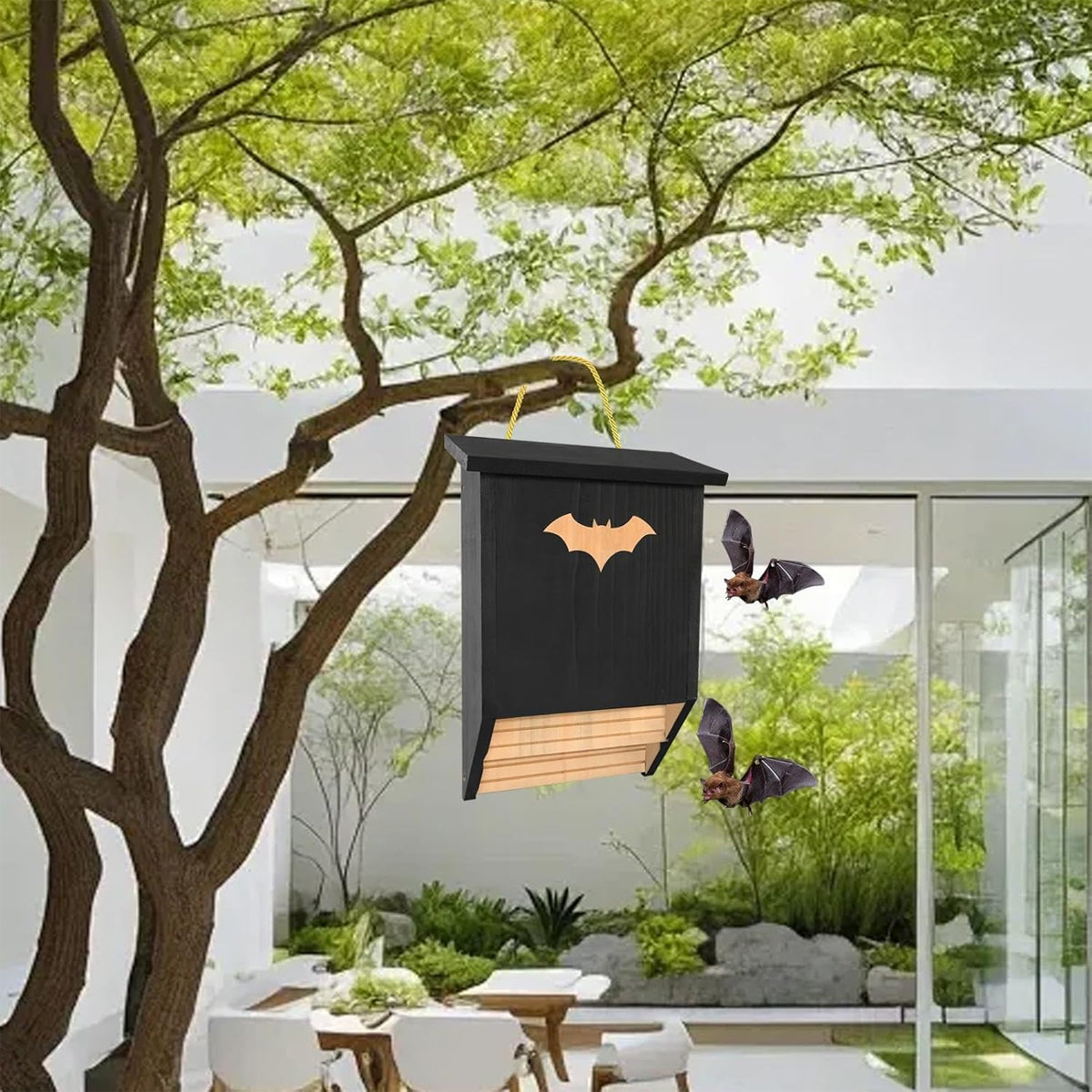 Outdoor Wooden Bat House Weatherproof Cedar Bat Shelter