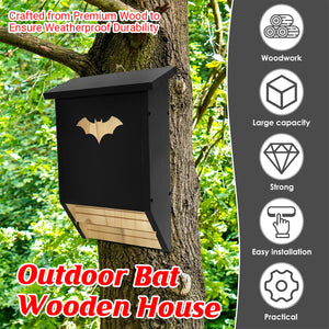 Outdoor Wooden Bat House Weatherproof Cedar Bat Shelter
