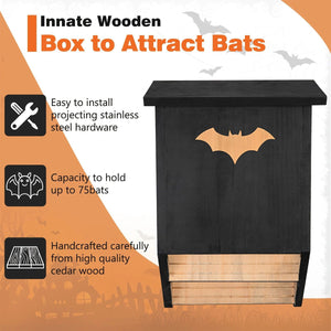 Outdoor Wooden Bat House Weatherproof Cedar Bat Shelter