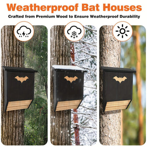 Outdoor Wooden Bat House Weatherproof Cedar Bat Shelter