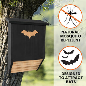 Outdoor Wooden Bat House Weatherproof Cedar Bat Shelter
