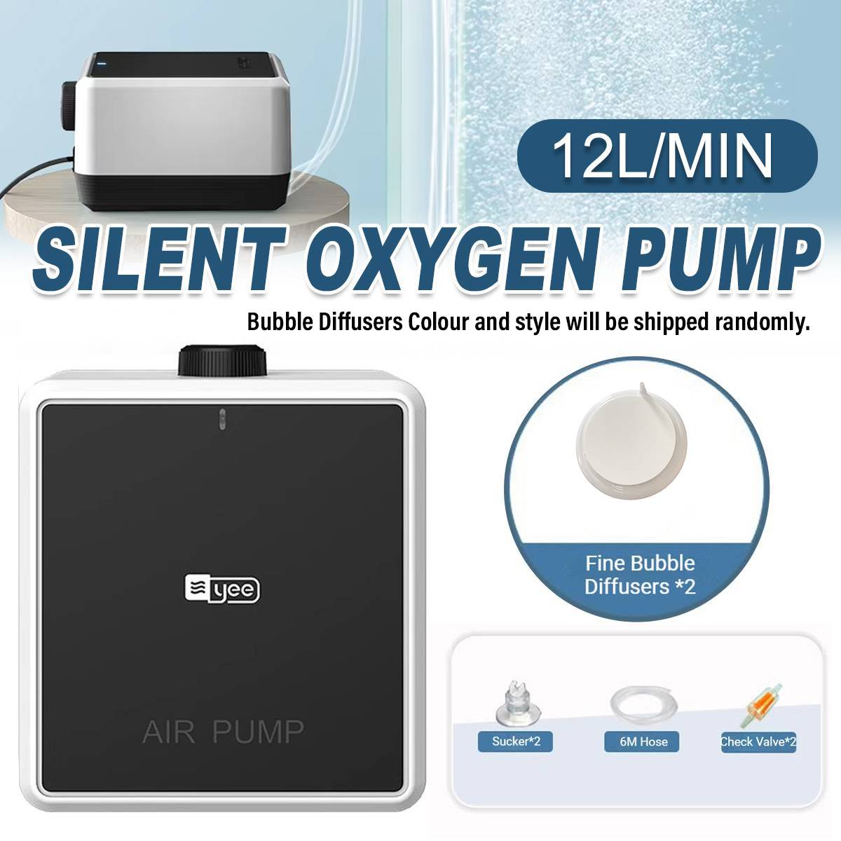 Ultra-Quiet Aquarium Air Pump 4.5W - Yee High-Power Oxygen Pump