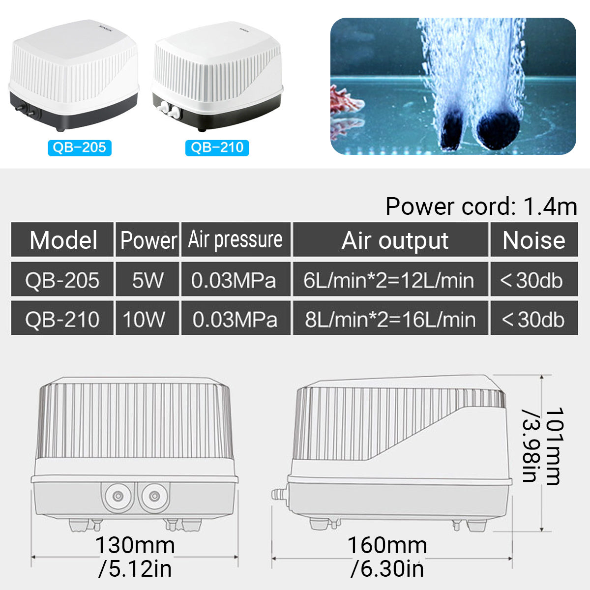 Aquarium Oxygen Pump Set for Fish Tank with Air Stone Silent Durable Adjustable