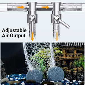 Aquarium Oxygen Pump Set for Fish Tank with Air Stone Silent Durable Adjustable