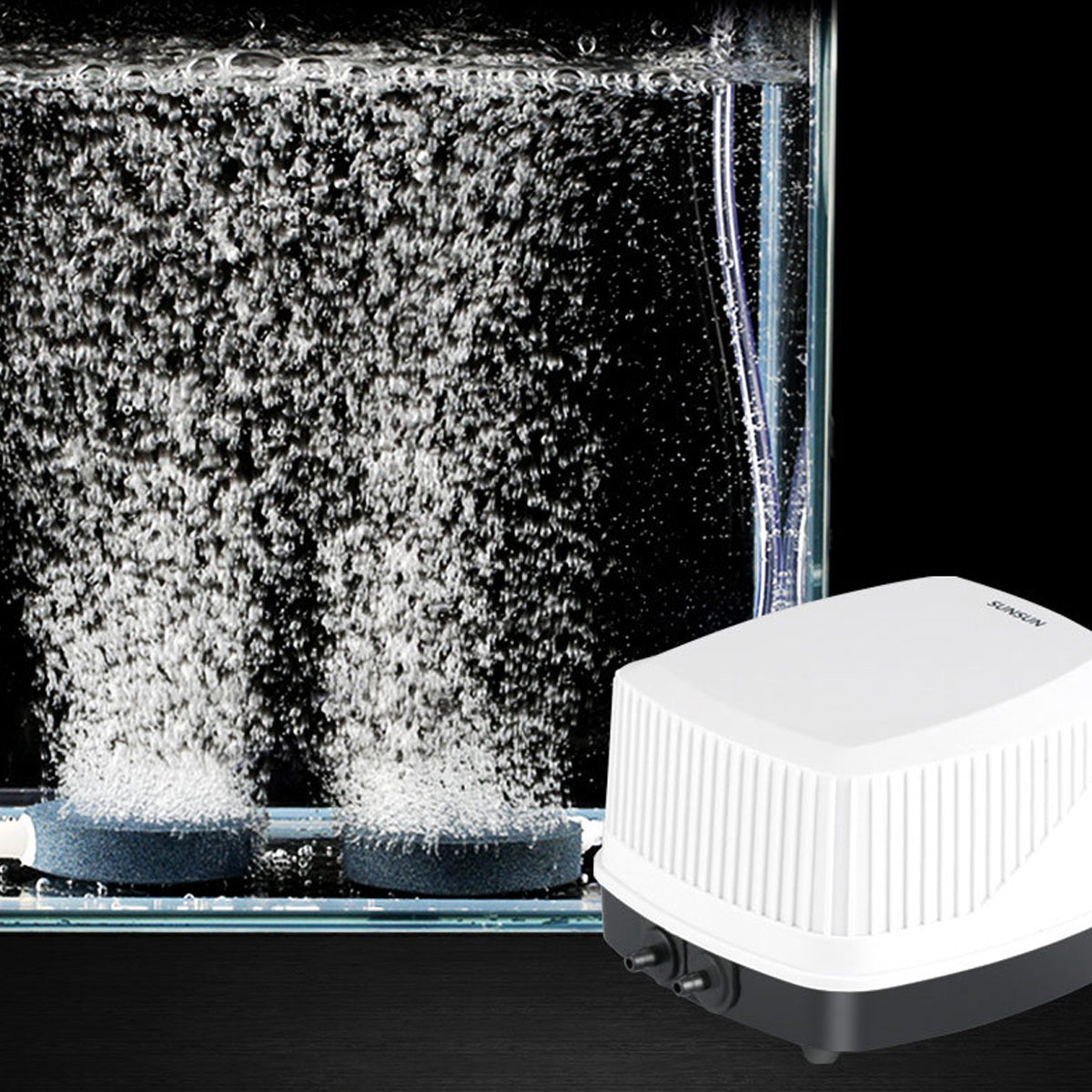 Aquarium Oxygen Pump Set for Fish Tank with Air Stone Silent Durable Adjustable