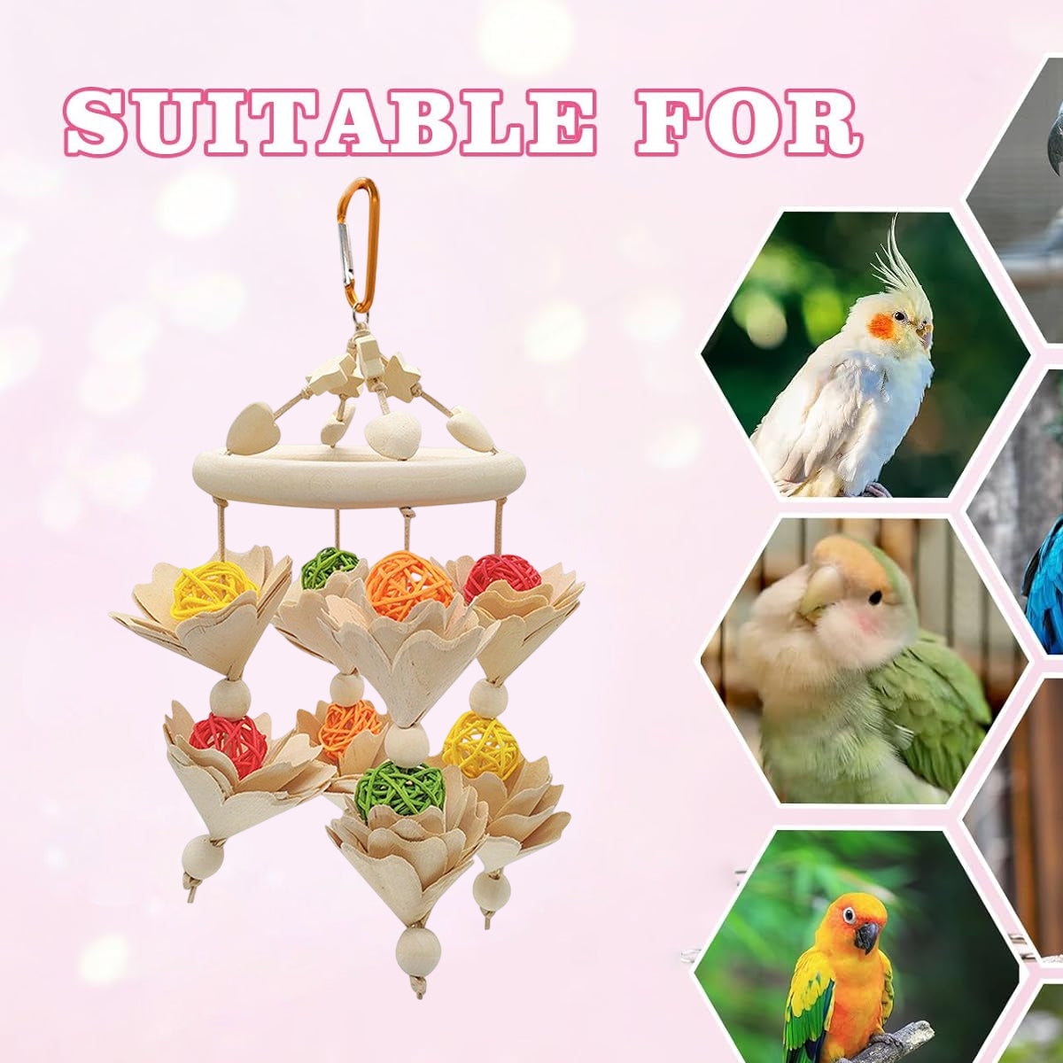 Hanging Wooden Parrot Chew Toy