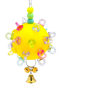 Durable Acrylic Parrot Toy With Bells & Rings For Small Birds