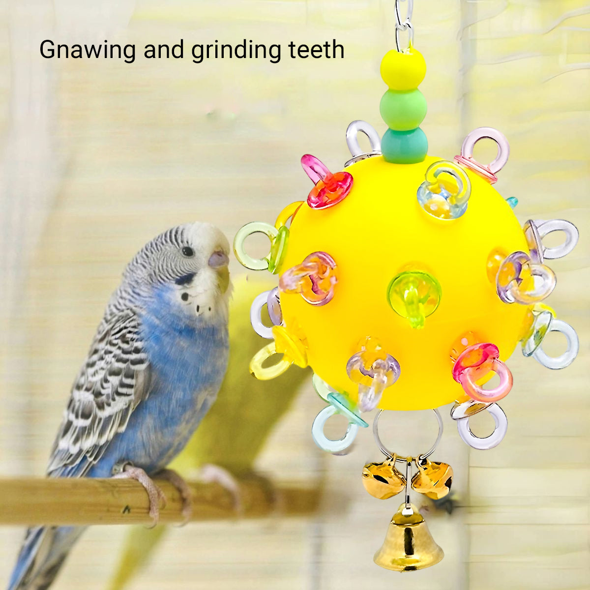 Durable Acrylic Parrot Toy With Bells & Rings For Small Birds