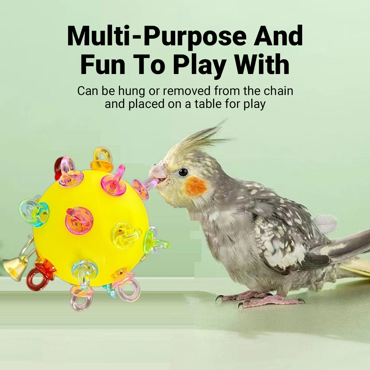 Durable Acrylic Parrot Toy With Bells & Rings For Small Birds