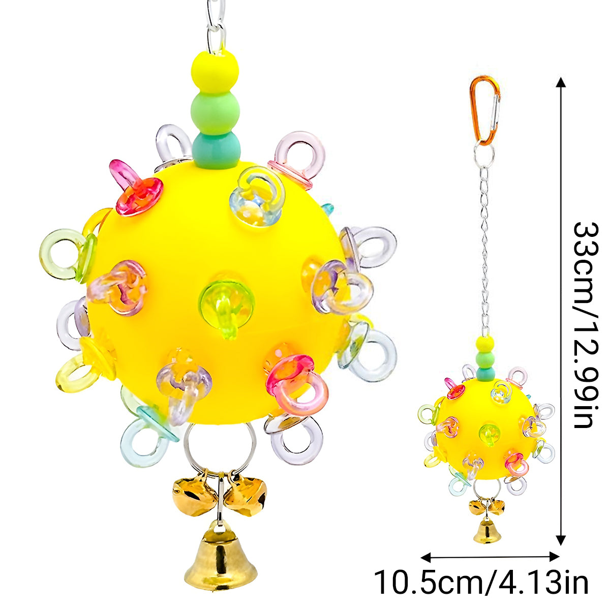 Durable Acrylic Parrot Toy With Bells & Rings For Small Birds