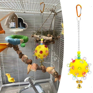 Durable Acrylic Parrot Toy With Bells & Rings For Small Birds