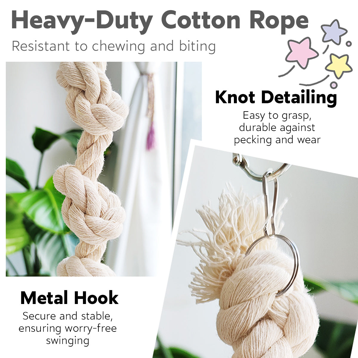 Parrot Climbing Rope Toy Durable Hemp Rope Bird Toy