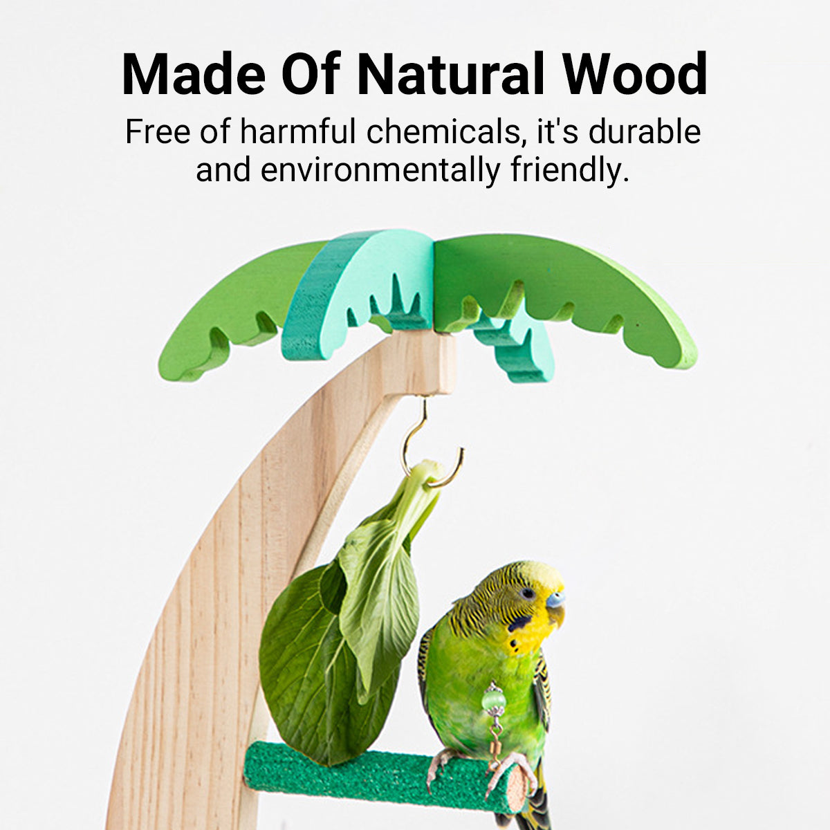 Coconut Tree Parrot Stand Wooden Bird Perch 33×14.5cm