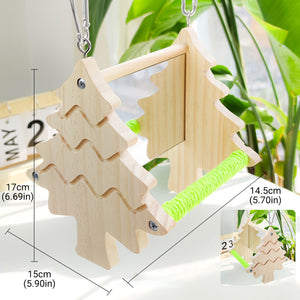 Double Sided Mirror Parrot Perch Toy Swing