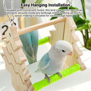 Double Sided Mirror Parrot Perch Toy Swing