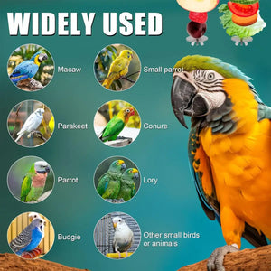 Hanging Wooden Bird Stand with Stainless Steel Fruit Fork