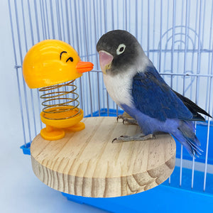 Parrot Bird Toys Wooden Bird Cage Platform With Spring Toy