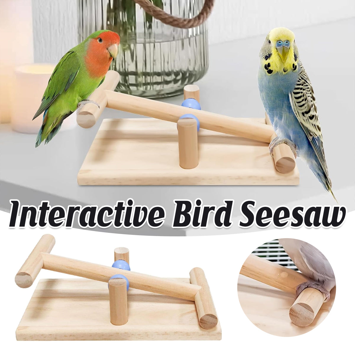 Parrot Interactive Seesaw Toy Wooden Bird Claw Grinding Toy
