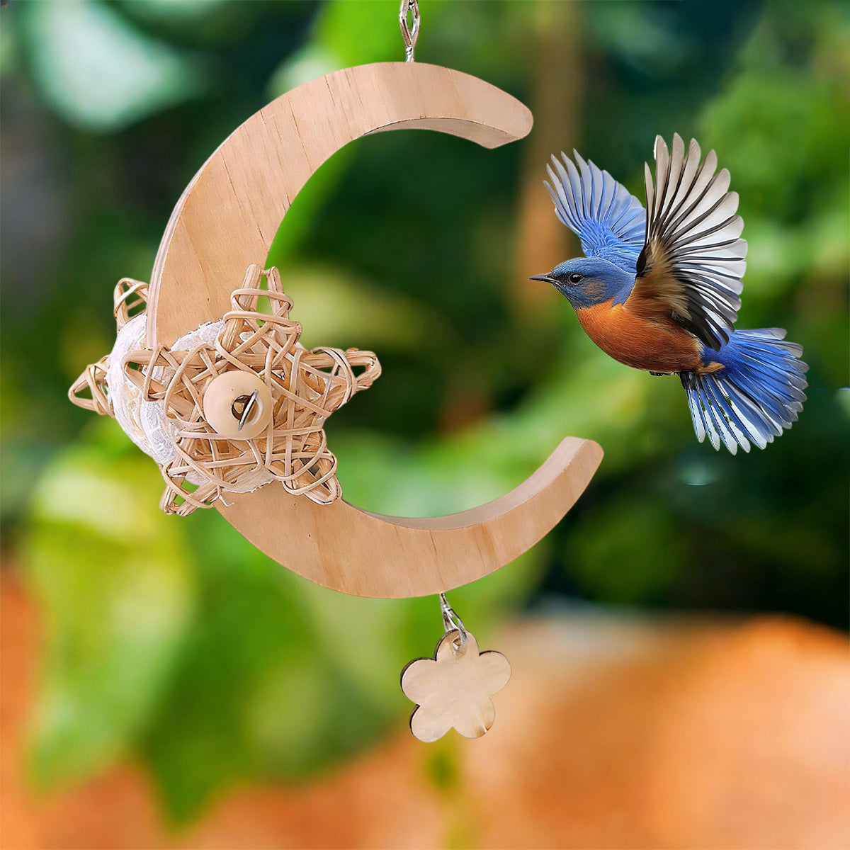 Parrot Moon Swing Wooden Bird Perch Toy