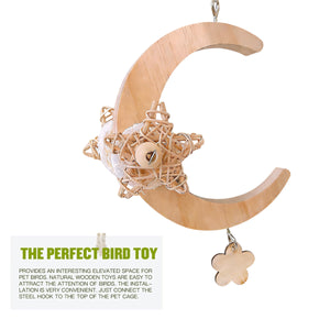 Parrot Moon Swing Wooden Bird Perch Toy