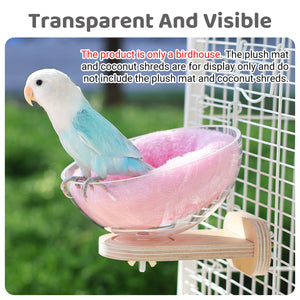 Transparent Bird Nest Capsule Wooden Wall-Mount Design