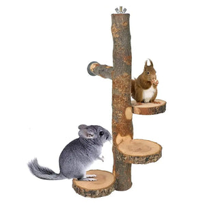 Small Pet Wooden Stand Climbing Platform for Birds Chinchillas & Rodents