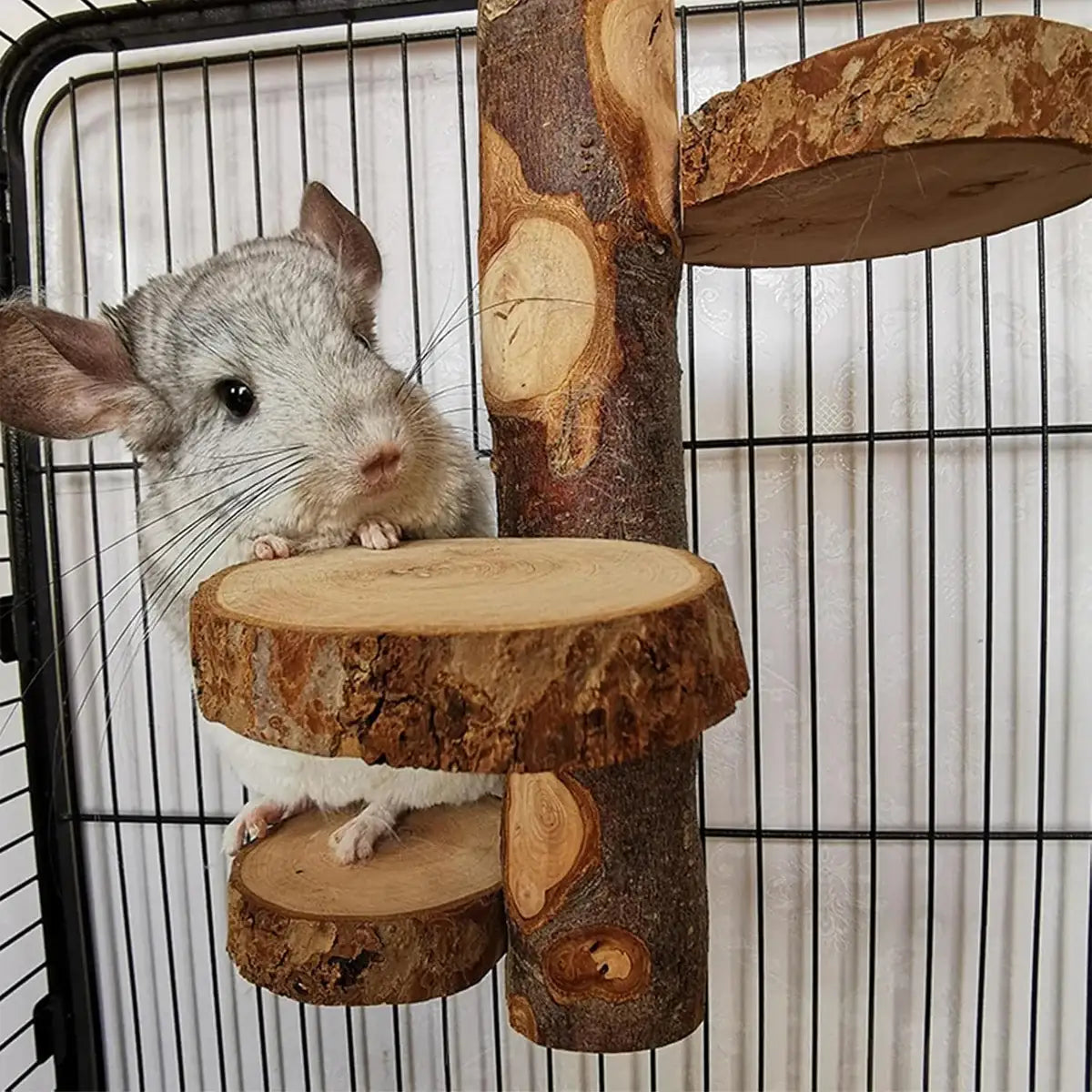 Small Pet Wooden Stand Climbing Platform for Birds Chinchillas & Rodents