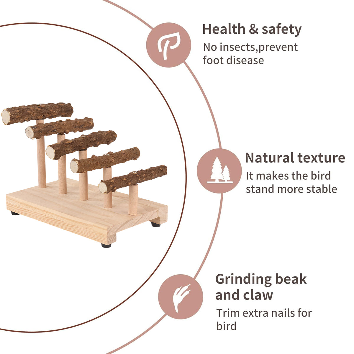 Climbing Ladder Parrot Stand with Natural Perches for Birds