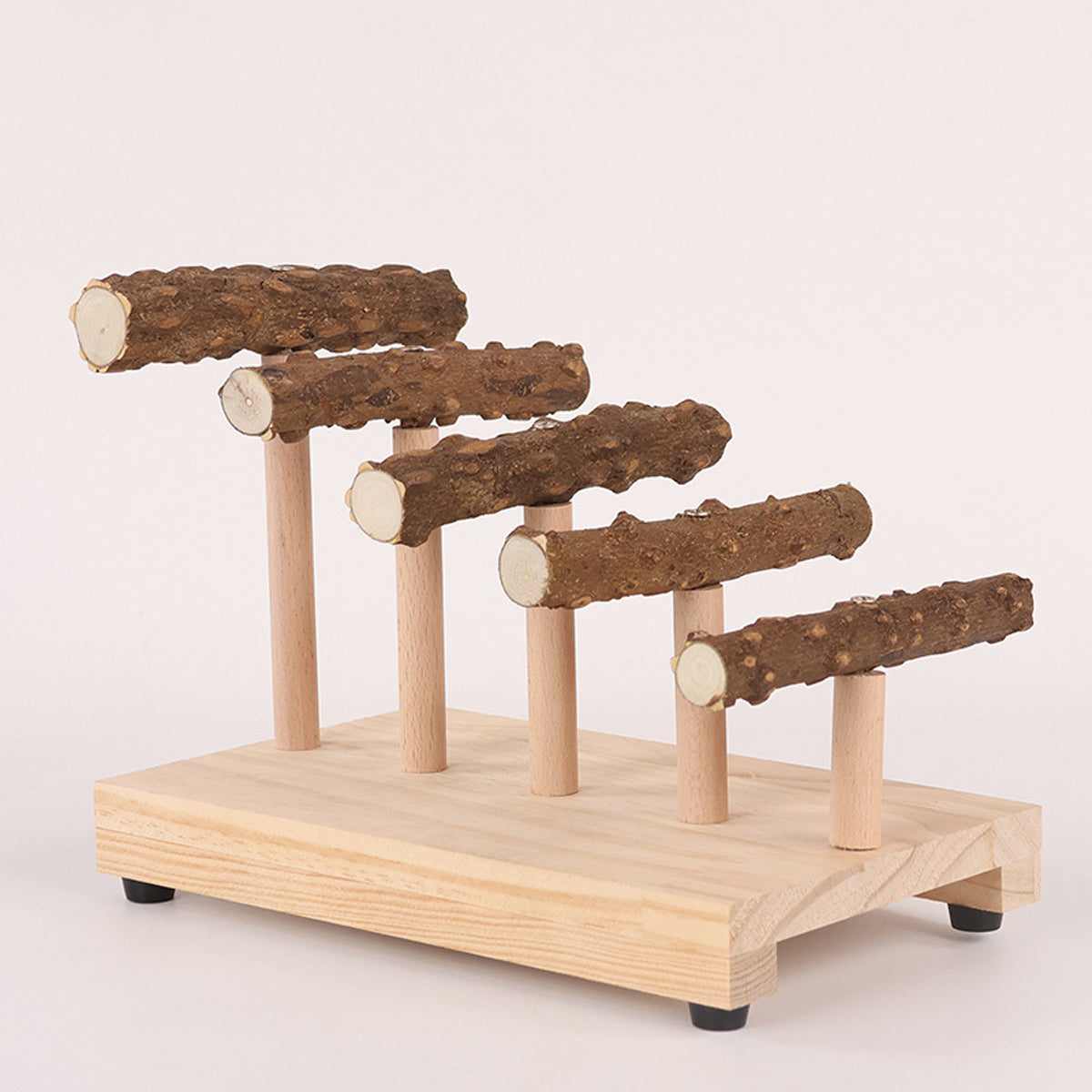 Climbing Ladder Parrot Stand with Natural Perches for Birds