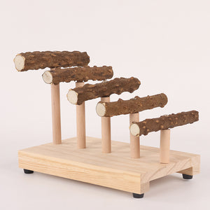 Climbing Ladder Parrot Stand with Natural Perches for Birds