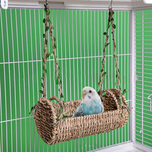 Multi-Season Bird Nest Comfortable Grass Weaving Nest with Cushion