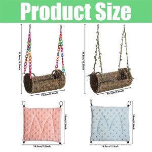 Multi-Season Bird Nest Comfortable Grass Weaving Nest with Cushion