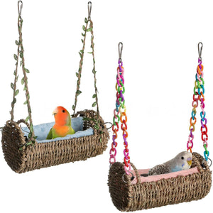 Multi-Season Bird Nest Comfortable Grass Weaving Nest with Cushion